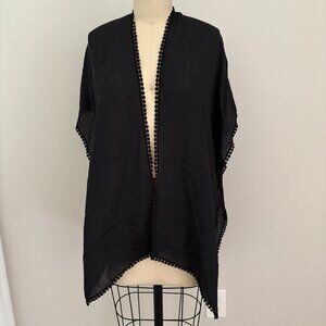 Steve Madden Black Open Front Swim Bathing Suit Cover Top NWT OS